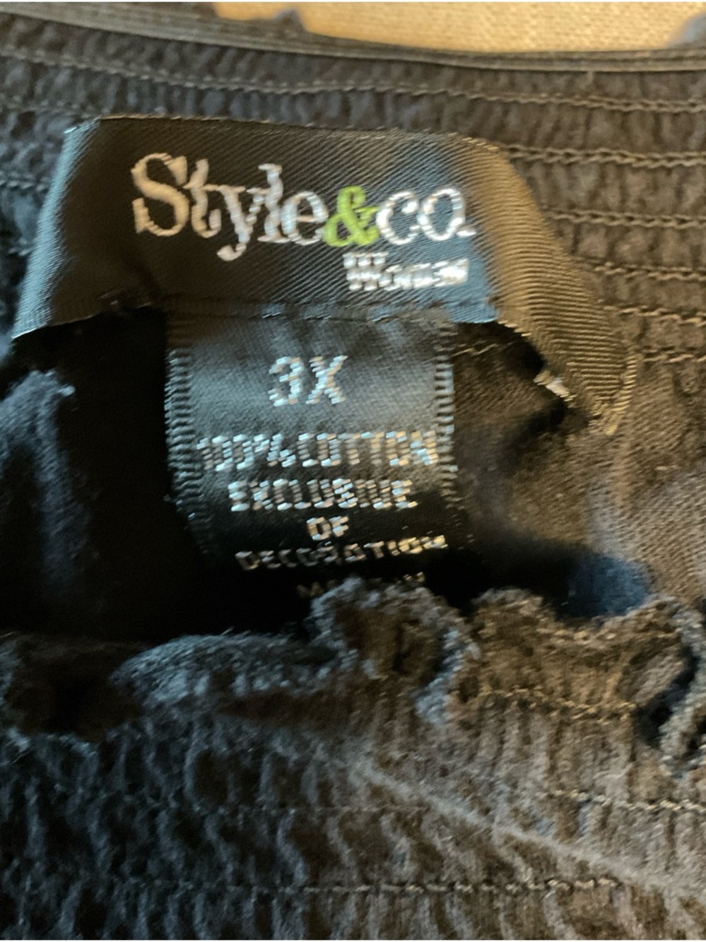 Style & Co. Black Short-Sleeve Embroidered Peasant Tunic - Picture 5 of 6